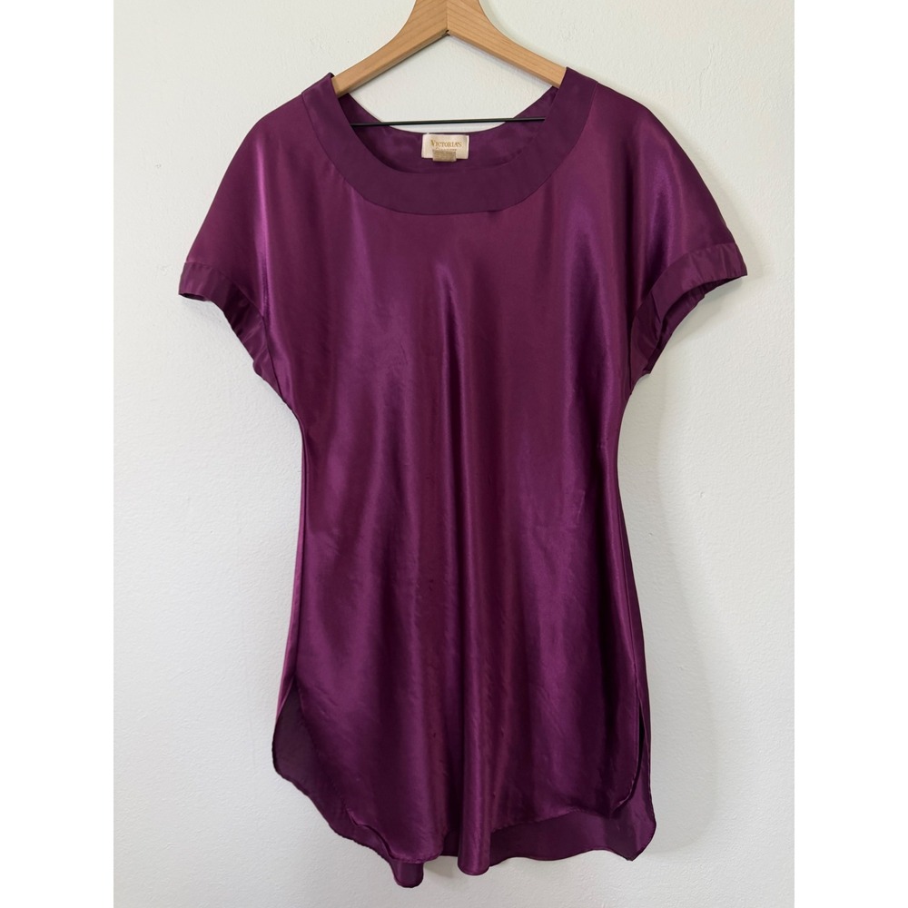 Vintage Victoria's Secret - Plum Satin‎ Nightgown 80's-90's Gold Label Sz Small